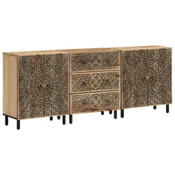 Vidaxl Stranske omarice 3 kosi 60x33x75 cm trden mangov les