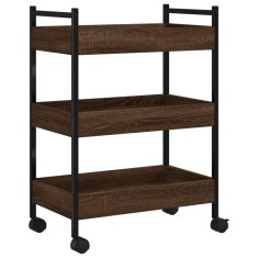Greatstore Kuhinjski voziček rjav hrast 50x30x70 cm inženirski les