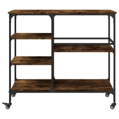 Greatstore Kuhinjski voziček dimljen hrast 100x45x89,5 cm inženirski les