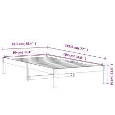 Greatstore Dnevna postelja voščeno rjava 90x190 cm trdna borovina