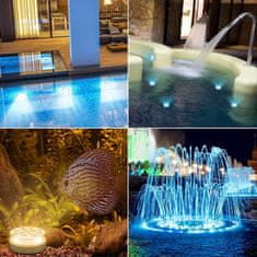 HOME & MARKER® Komplet 4 vodoodpornih LED lučk z daljinskim upravljanjem, bazenske lučke, ambientalne luči | AQUASHEIN