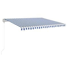 Vidaxl Avtomatska tenda LED + senzor 400x350 cm modra in bela