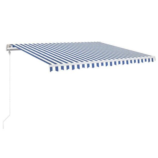 Vidaxl Avtomatska tenda LED + senzor 400x350 cm modra in bela