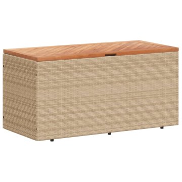 Vidaxl Vrtna škatla za shranjevanje bež 110x50x54 cm PE ratan akacija