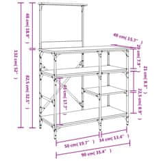 Greatstore Stojalo za peko dimljeni hrast 90x40x132 cm inž. les in kovina