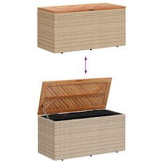 Vidaxl Vrtna škatla za shranjevanje bež 110x50x54 cm PE ratan akacija