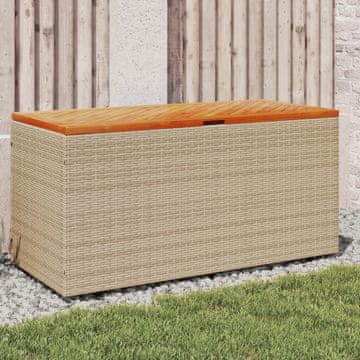 shumee Vrtna škatla za shranjevanje bež 110x50x54 cm PE ratan akacija
