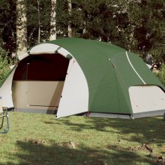 Greatstore Šotor za kampiranje za 8 oseb zelen 360x430x195 cm 190T taft