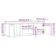 Greatstore TV omarica siva sonoma 120x34x37 cm iverna plošča