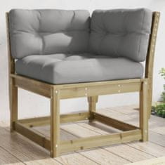 Greatstore Vrtni kotni kavč z blazinami 73x73x78 cm impregnirana borovina