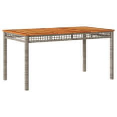 Greatstore Vrtna miza siva 140x80x75 cm poli ratan in akacijev les