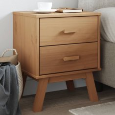 Greatstore Nočna omarica OLDEN rjava trdna borovina