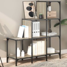 shumee Knjižna omara sonoma hrast 92x30x102 cm inžen. les in kovina