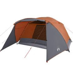 Greatstore Šotor za kampiranje za 4 osebe siv oranžen 350x280x155 cm 190T