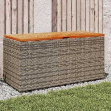 Greatstore Vrtna škatla za shranjevanje siva 110x50x54 cm PE ratan akacija