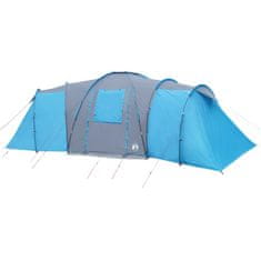 Greatstore Šotor za kampiranje za 12 oseb moder 840x720x200 cm 185T taft