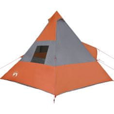 Vidaxl Šotor za kampiranje tipi za 7 oseb siv in oranžen vodoodporen