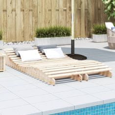 Greatstore Ležalnik 2 kosa 205x60x31,5 cm trdna borovina