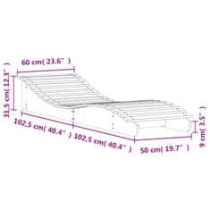 Greatstore Ležalnik 2 kosa 205x60x31,5 cm trdna borovina