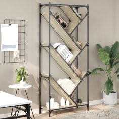 shumee Knjižna omara sonoma hrast 79x30x180 cm inžen. les in kovina