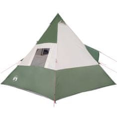Greatstore Šotor za kampiranje za 7 oseb zelen 350x350x280 cm 185T taft