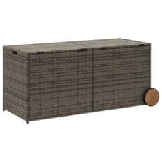 Greatstore Vrtna škatla za shranjevanje s kolesi siva 283L poli ratan