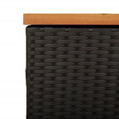shumee Vrtna škatla za shranjevanje črna 220x50x54 cm PE ratan akacija