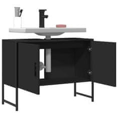 Greatstore Kopalniška omarica za umivalnik črna 80x33x60 cm inženirski les