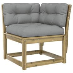 Greatstore Vrtni kotni kavč z blazinami 73x73x78 cm impregnirana borovina