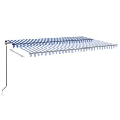 Vidaxl Ročno zložljiva tenda z LED lučmi 500x300 cm modra in bela