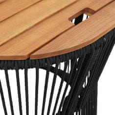 Greatstore Stranske mizice 2 kosa z leseno površino črn poli ratan