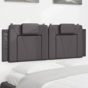 Vidaxl vidaXL Blazina za vzglavje, siva, 120 cm, umetno usnje
