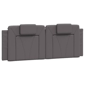 Vidaxl Blazina za vzglavje Viana siva 120 cm umetno usnje