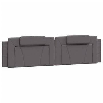 Vidaxl Blazina za vzglavje Viana siva 200 cm umetno usnje