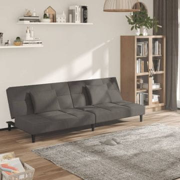 Vidaxl vidaXL Dvosed z dvema blazinama, temno siv žamet