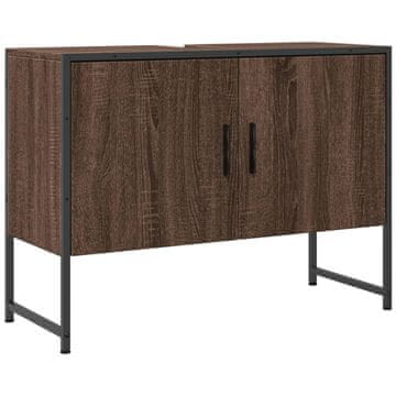 Vidaxl Kopalniška omara za umivalnik Rjavi hrast 80 x 33 x 60 cm