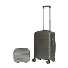 shumee Set kabinski kovček + kozmetična torbica Barut, siv, iz ABS
