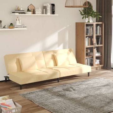 Vidaxl vidaXL Dvosed, 2 blazini, krem žamet