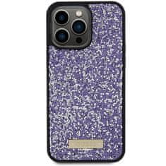 Guess Ovitek za iPhone 15 Pro - Purple Rhinestone Metal Logo