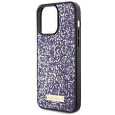 Guess Ovitek za iPhone 15 Pro - Purple Rhinestone Metal Logo