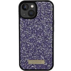 Guess Ovitek Guess za iPhone 15 - Purple Rhinestone Metal Logo