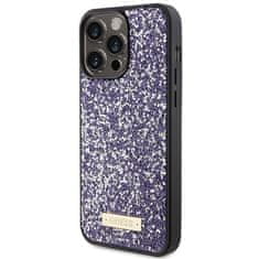 Guess Ovitek Guess za iPhone 15 Pro - Purple Rhinestone Metal Logo