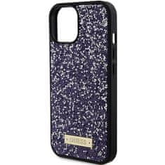 Guess Ovitek Guess za iPhone 15 - Purple Rhinestone Metal Logo