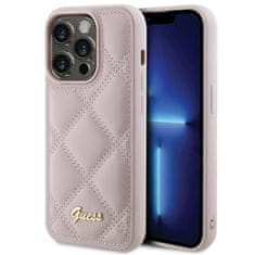 Guess Ovitek Guess za iPhone 15 Pro - Pink Quilted Metal Logo