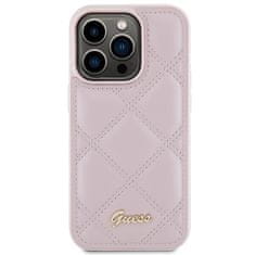 Guess Ovitek Guess za iPhone 15 Pro - Pink Quilted Metal Logo