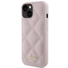 Guess Ovitek Guess za iPhone 15 - Pink Quilted Metal Logo