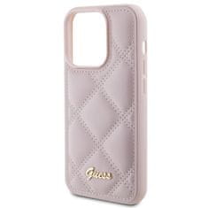 Guess Ovitek Guess za iPhone 15 Pro - Pink Quilted Metal Logo
