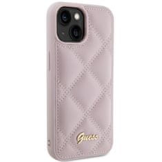 Guess Ovitek Guess za iPhone 15 - Pink Quilted Metal Logo