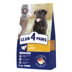 Club4Paws Premium Premium "Light" popolna suha hrana za odrasle sterilizirane pse malih pasem ali pse s prekomerno telesno težo z visoko vsebnostjo purana 5 kg