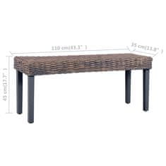Vidaxl Klop 110 cm siv naraven kubu ratan in trden mahagonov les